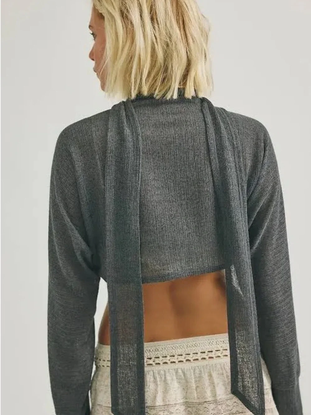NWT Free People Sol Scarf Bolero/ Charcoal/ Medium